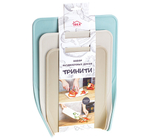 Набор разделочных досок из 3х шт ТРИНИТИ с удобным изгибом разных цветов (S:25×18,5см, M:29,5×22см,L:34×25,5см)