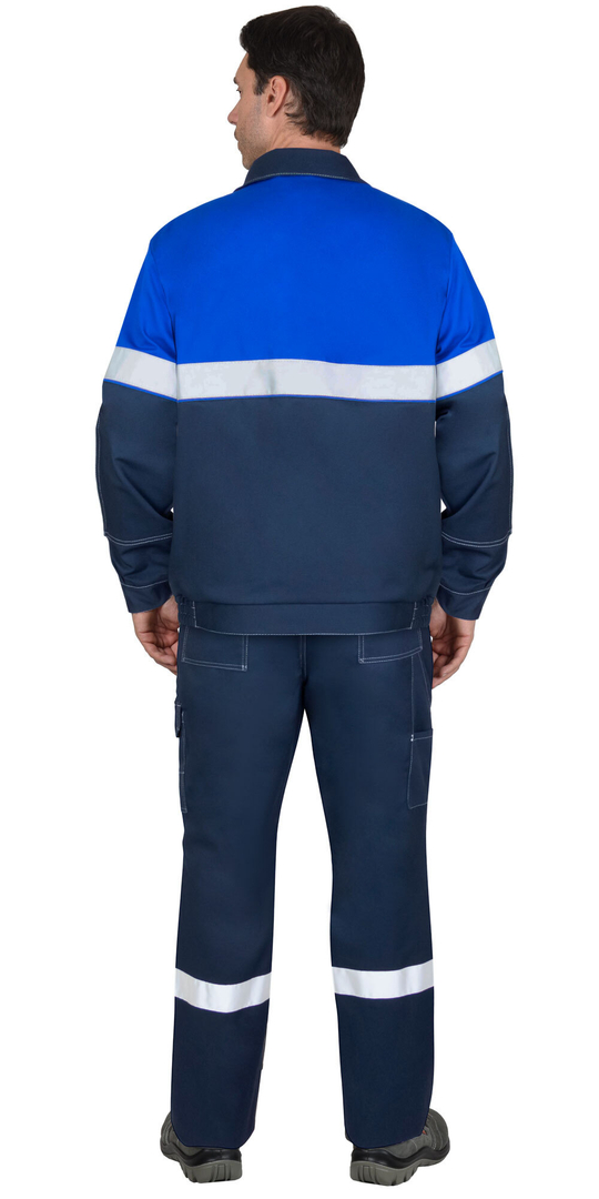 Костюм СИРИУС-САМОТЛОР-РОСС куртка, брюки, темно-синий с васильковым и СОП, антистат. нить, МВО