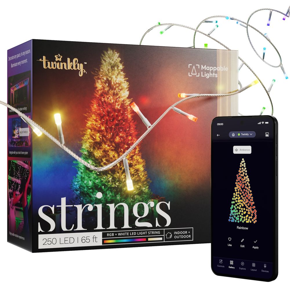 Гирлянда LED Twinkly Strings Special edition (Multicolor + White edition) - 250 шт. (20 м) RGB + W + BT + Wi-Fi (TWS250SPP-TEU) Generation II (прозрачный провод)