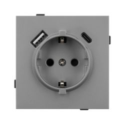 Механизм розетки с USB зарядкой SCT-TENDO-MUAC-PL-GR (230V, 16A) (Arlight, Графитовый) 054088