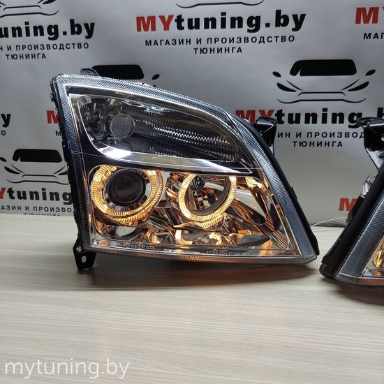Передние фары angel eyes chrome для Opel Vectra C