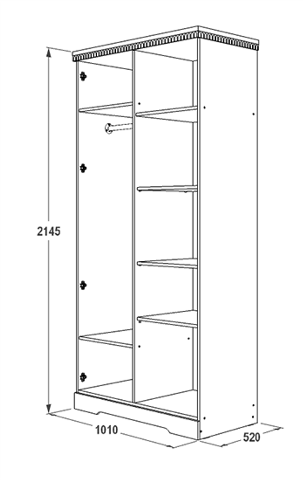 Шкаф двухстворчатый "Ольга-12" (белый глянец), ЛДСП/МДФ, Фант-мебель, г. Волжск
