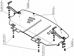 Защита радиатора (2 мм, сталь) для BMW 3-Series e90 2005-2011 Motodor.00226