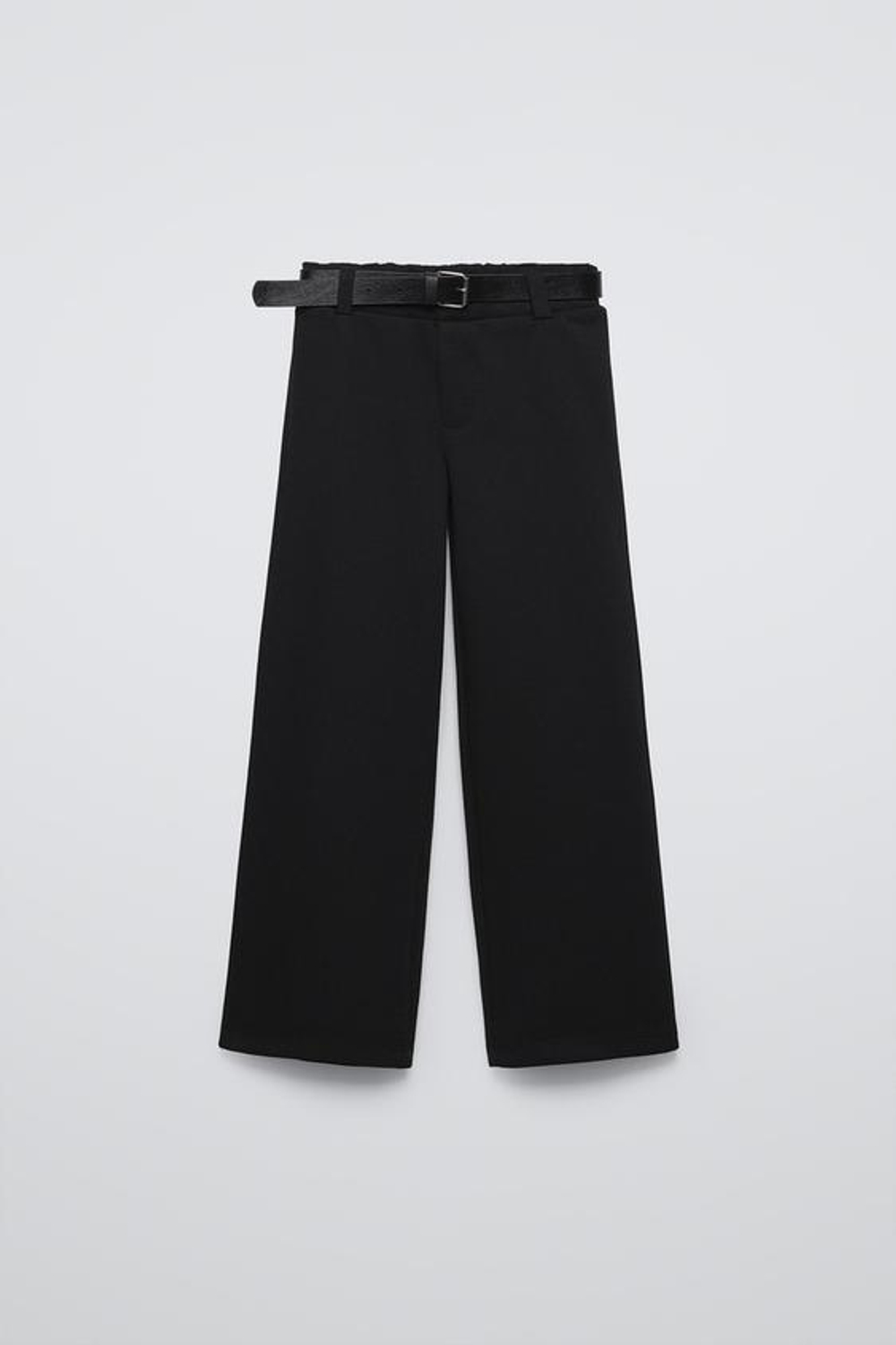 ZARA БРЮКИ ИЗ ТКАНИ ПИКЕ С РЕМНЕМ, ЧЕРНЫЙ