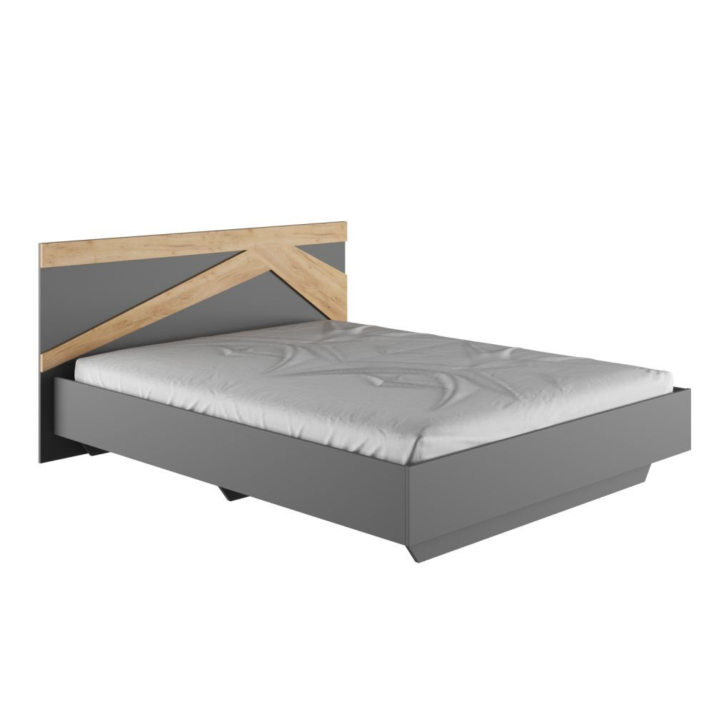 Кровать двухспальная 160х200 Дуб крафт золото/Графит основание ОСП