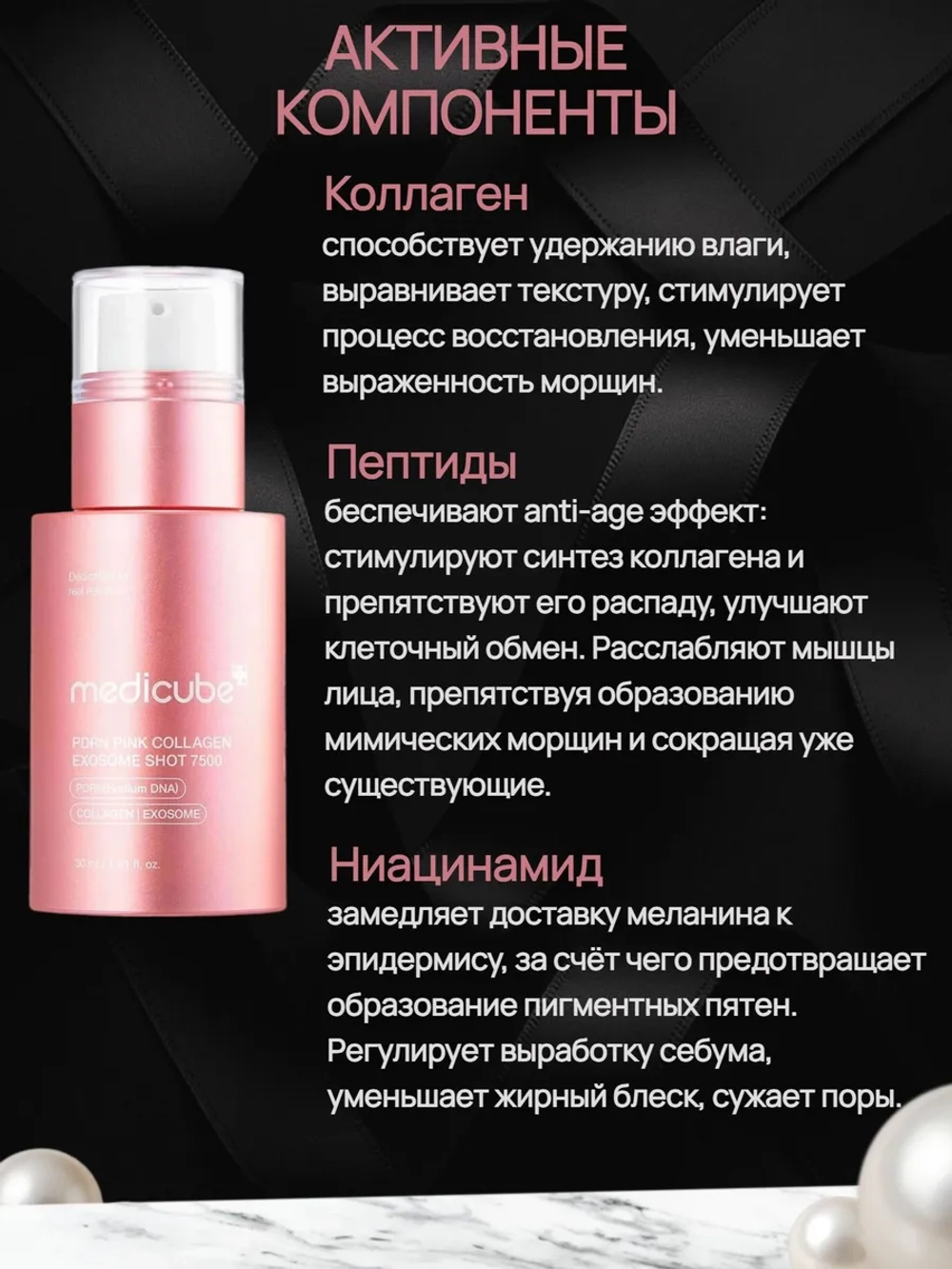 Интенсивная омолаживающая ампула с микроиглами medicube PDRN Pink Collagen Exosome Shot Serum 7500, 30 мл.