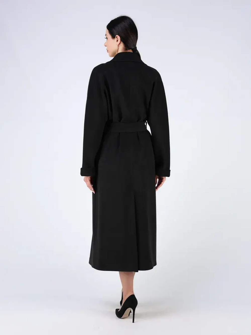 Пальто демисезонное длинное с поясом