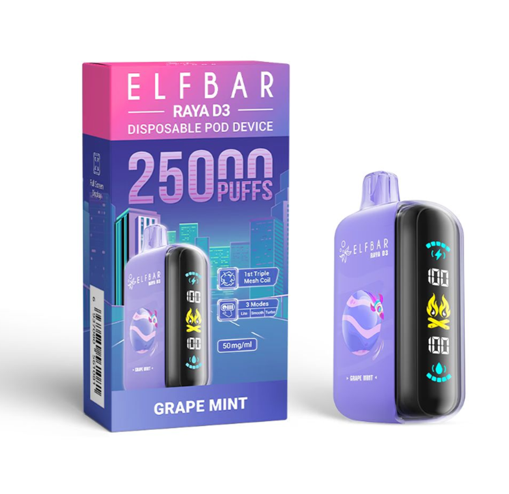ELF BAR RAYA D3 25000 - Grape Mint (5% nic)