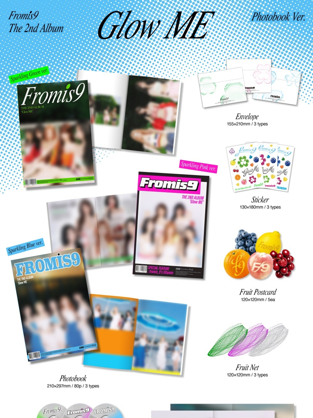 (ПРЕДЗАКАЗ) Альбом fromis_9 - GLOW ME 2nd Album PHOTOBOOK 3 Version SET