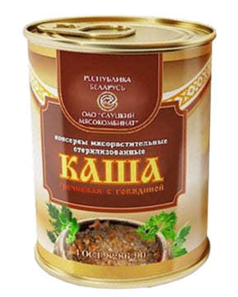 Белорусские консервы каша гречневая с говядиной 340г. Слуцк - купить с доставкой на дом по Москве и всей России