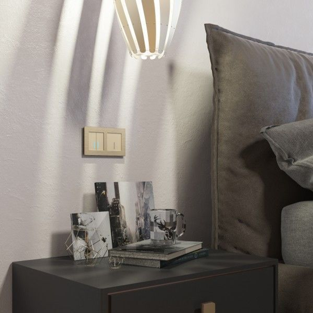 Умный сенсорный выключатель одноклавишный (шампань)