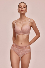 Супер пуш-ап бюстгальтер Glow (Размер: 65F) (Цвет: пудровый)