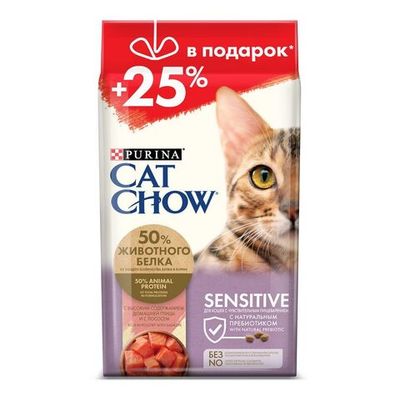 Сухой корм Cat Chow® для кошек с чувствительным пищеварением с домашней птицей и лососем, пакет 1,5+0,5 кг