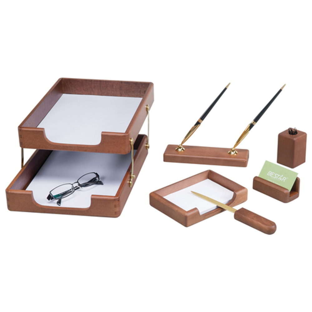 Набор настольный BESTAR "Jupiter" из массива дерева (бук), 6 предметов, цвет "орех", 236376