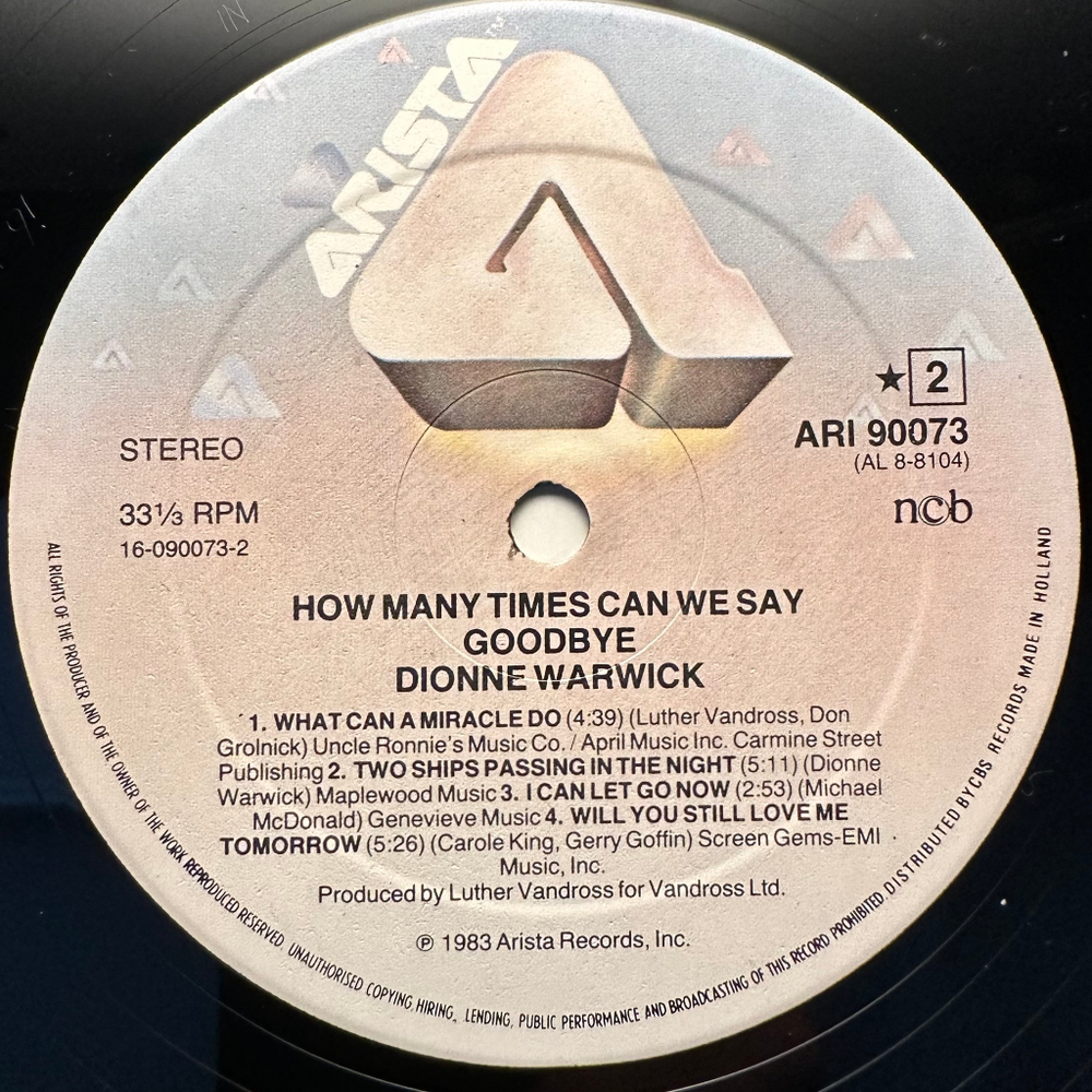 Dionne Warwick - How Many Times Can We Say Goodbye (Голландия 1983г.)