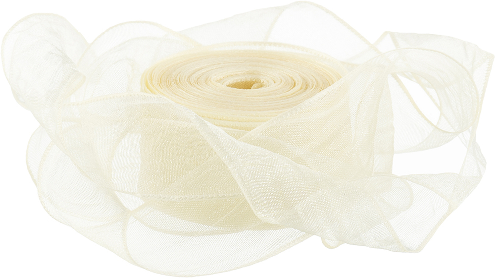 Лента органза (2,5 см*9,14 м) Нежная грация, Кремовый