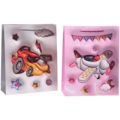 Пакет подарочный «Самолет» 26*32*10 см, микс