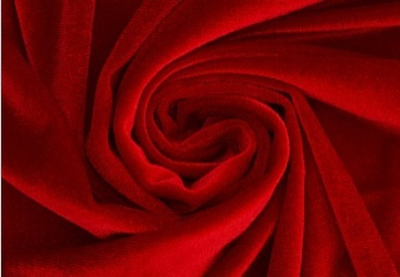 Бархат стрейч, 253 гр/м2, 95% п/э, 5% эластан, 150 см, ярко-красный