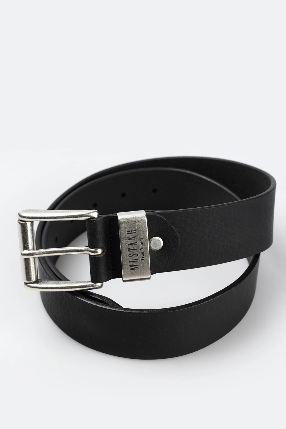 Ремень взрослый MUSTANG Leather belt in 40 mm with metal loop and buckle in polished silver