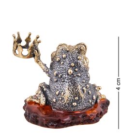 Народные промыслы AM-3896 Фигурка «Лягушка-Царевна Амазонка» (латунь, янтарь)