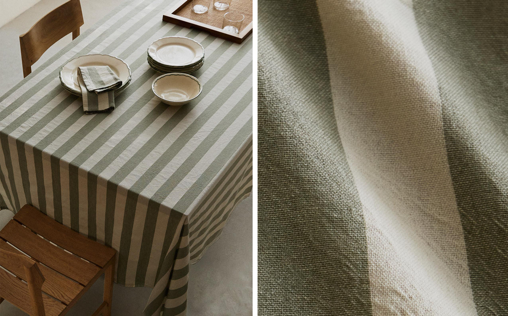 Zara Home скатерть из хлопка, узор в полоску, 150 150 см · 2277/021