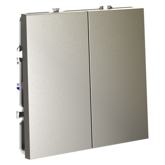 Выключатель с самовозвратом встраиваемый VOLTUM S70 двухклавишный 10А, (шелк)