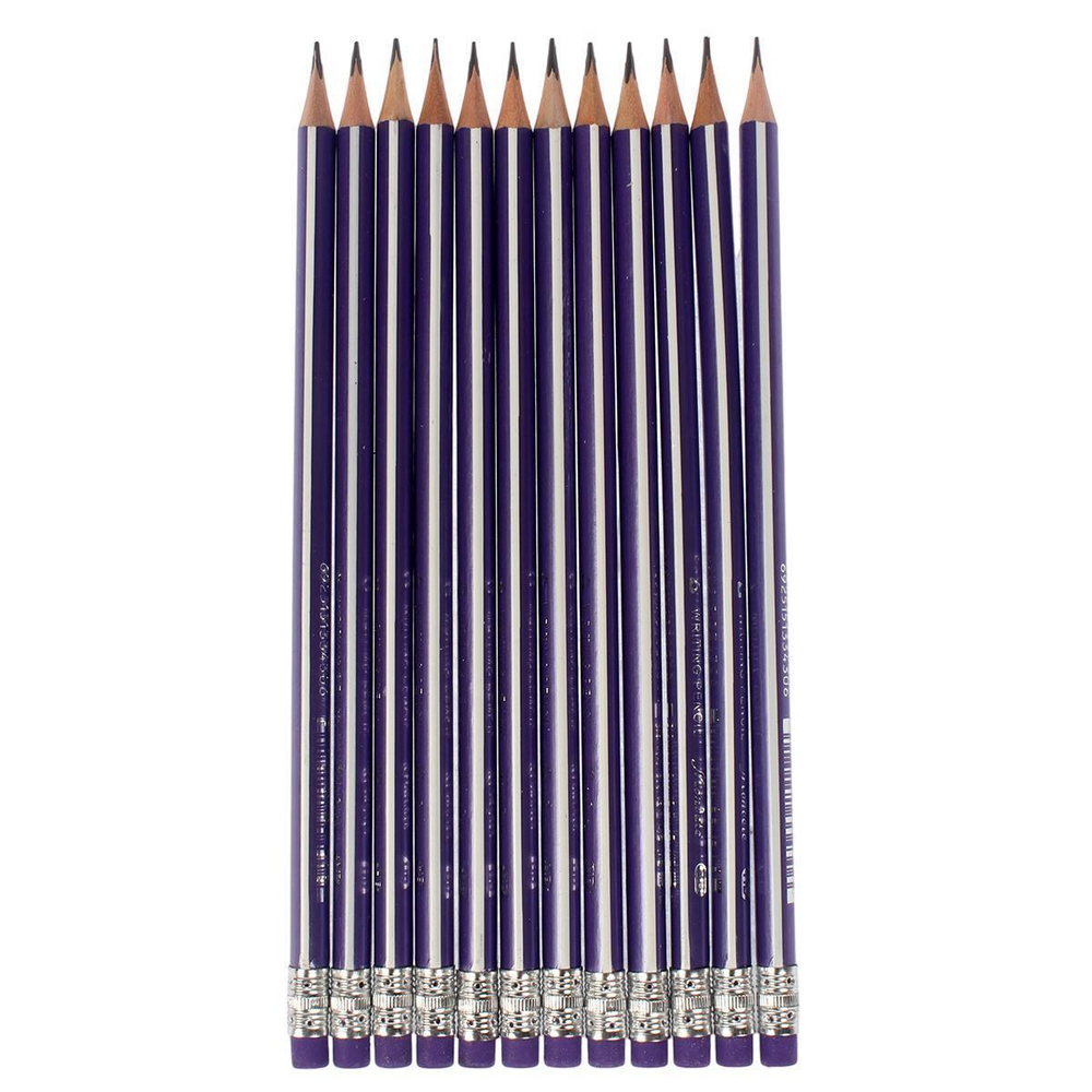 Карандаш ч/г "Полоски" трехгранный с ластиком, цветной срез, 6 цветов микс (Комплект 6шт.)