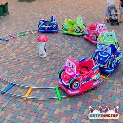 Детский рельсовый поезд с машинками «Поехали!», 6 машинок