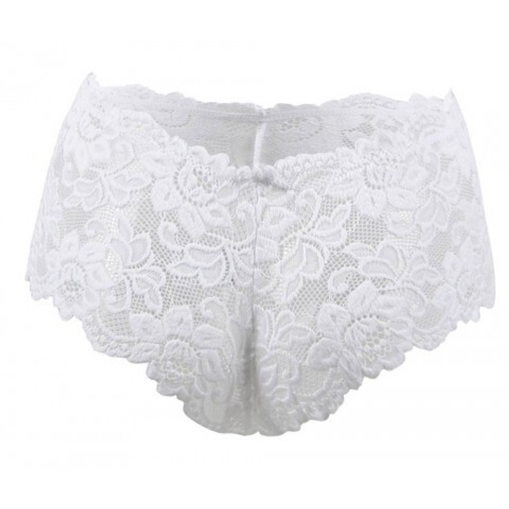 Трусики-шортики кружевные, белые, XS-S