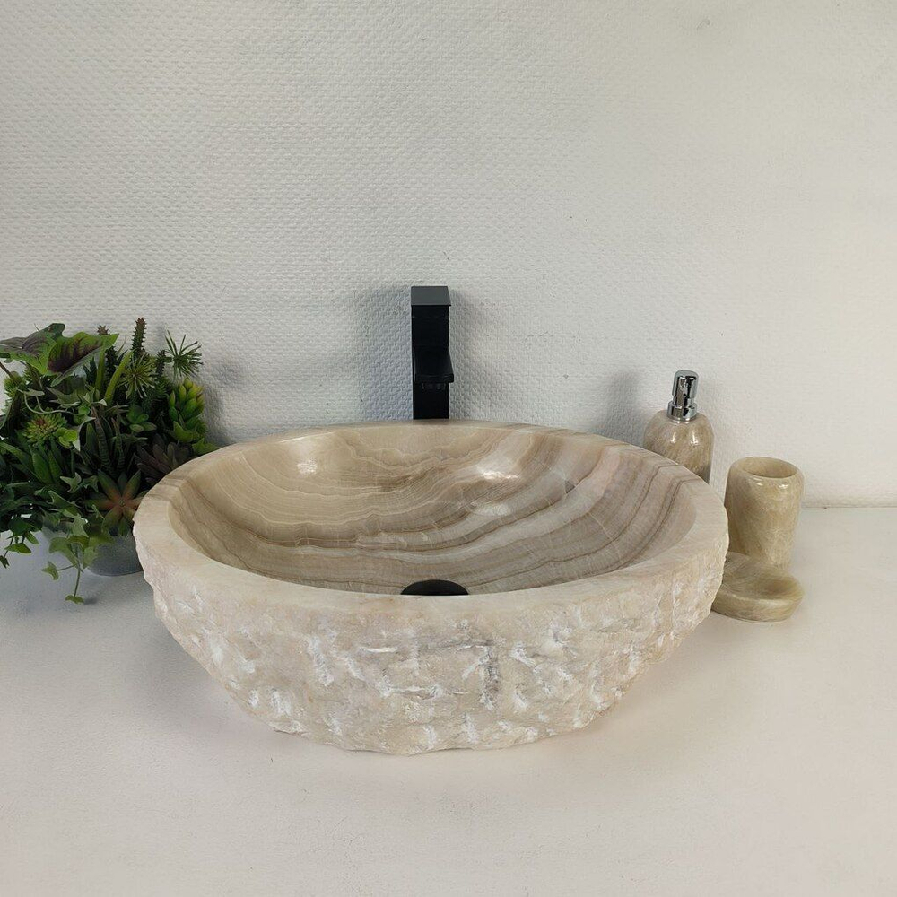 Каменная раковина из оникса Erozy White EO-04255 (53*42*15) 0213 из натурального камня