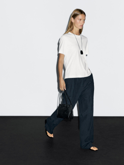 Massimo Dutti Футболка с коротким рукавом из 100% хлопка, белый