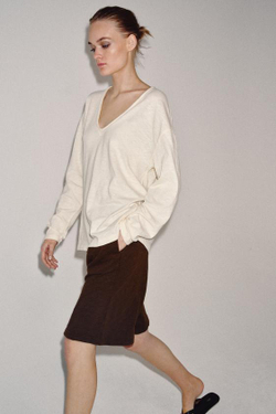 ZARA ДЛИННЫЕ ШОРТЫ ИЗ ХЛОПКА, ШОКОЛАДНЫЙ