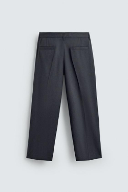ZARA БРЮКИ КОСТЮМНЫЕ СО СКЛАДКАМИ, АНТРАЦИТОВО-СЕРЫЙ