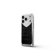 Чехол для iPhone 17 на магните - Натуральная кожа Аллигатора - Чёрный