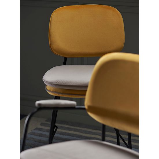 Стул с подлокотниками и контрастным кантом pea, велюр, желтый/бежевый