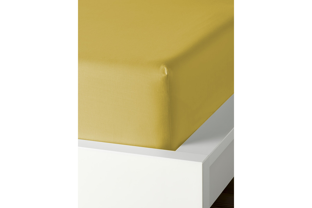 Простынь GoodNight Сатин 200х200х20 Горчичный на резинке