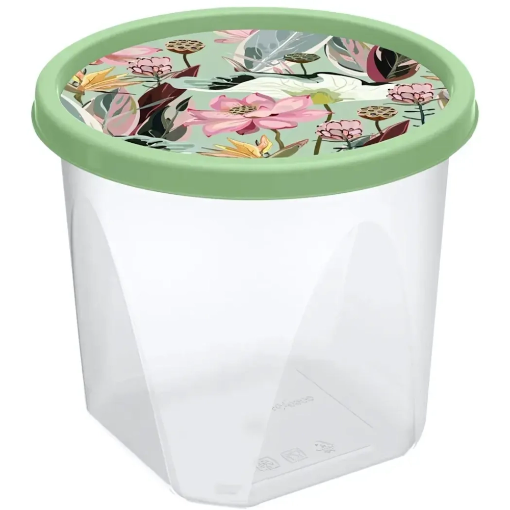 Контейнер для продуктов 1,75л «Botanica» с декором зеленый