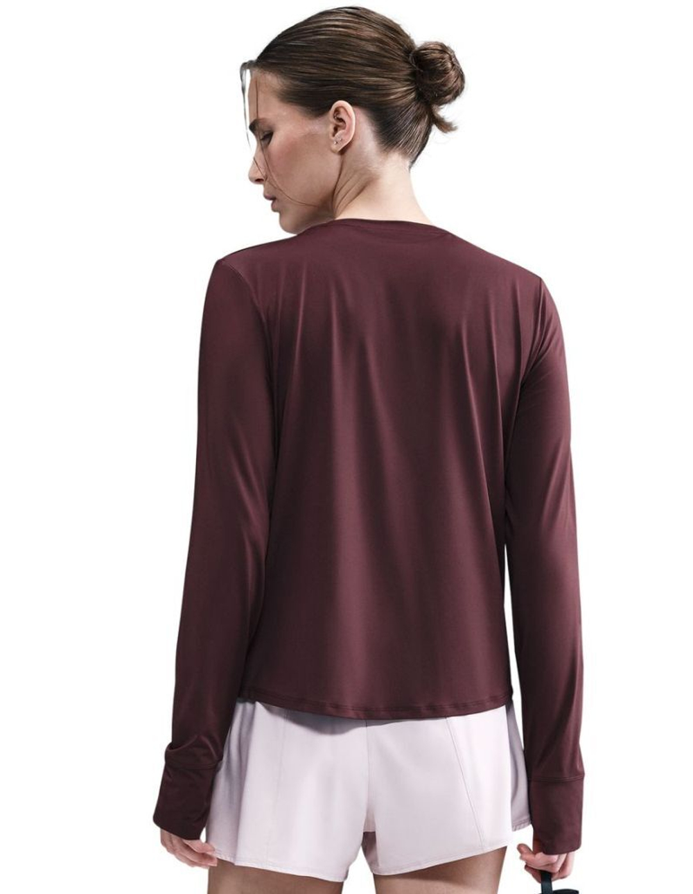 Женская теннисная футболка с длинным рукавом Nike One Classic Dri-FIT Long Sleeve - burgundy crush/white