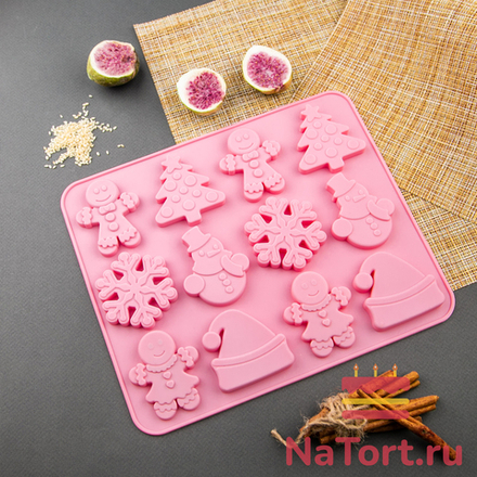 Форма силиконовая «Новогодний набор» 12 ячеек