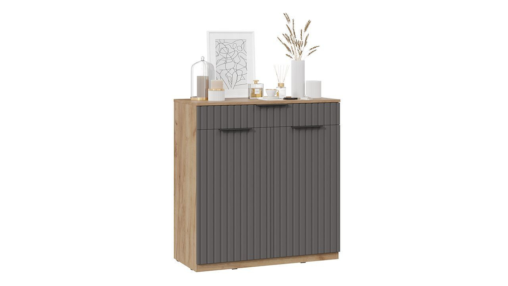 Прихожая с зеркалом комплект мебели Дуб Крафт золотой/Графит матовый 206х43х226 см