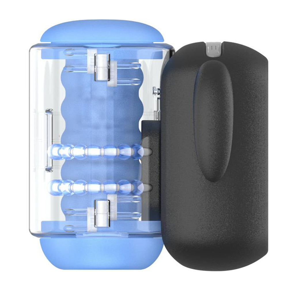 Автоматический мастурбатор с массажем бусинами Amovibe Black Knight Massaging Beads Thrusting Masturbator