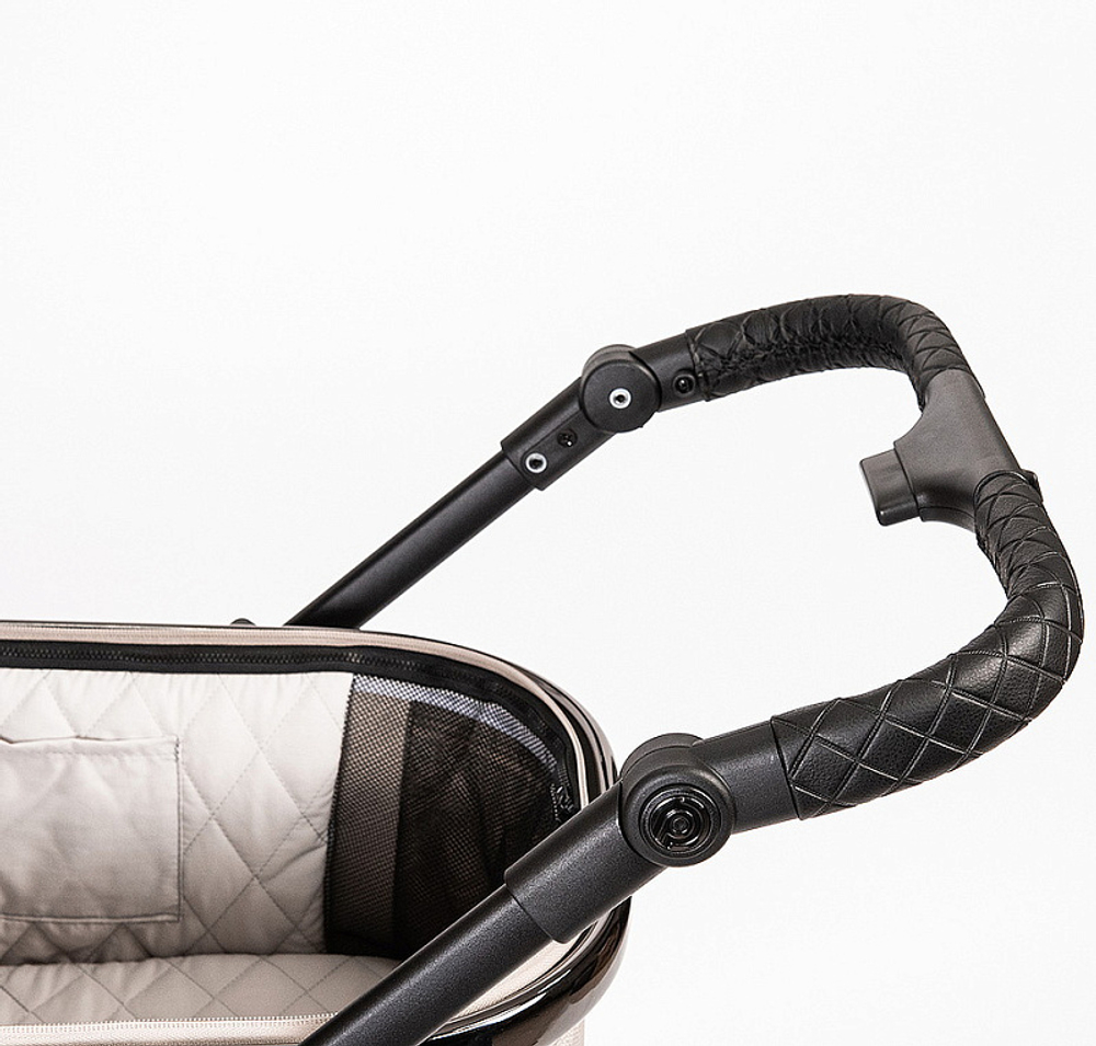 Детская коляска Peppy Tecla 3 в 1 с автокреслом First black Stone Chrome Edition (Бежевый)