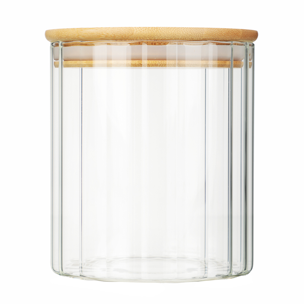 VETTA ЭКО Грани Банка для хранения 700мл, 11х10см, стекло, бамбук