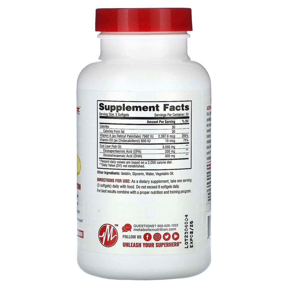 Metabolic Nutrition, Fish 3000, 90 капсул (1000 мг в 1 капсуле)