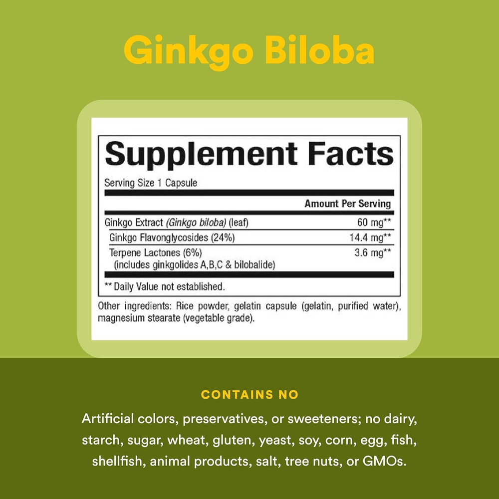 Natural Factors, HerbalFactors®, гинкго билоба, 60 капсул