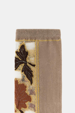 ZARA НОСКИ С ЦВЕТОЧНЫМ ПРИНТОМ, ПЕСОЧНЫЙ