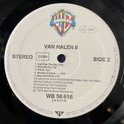 Винтажная виниловая пластинка LP Van Halen II (Germany 1981) Somebody Get Me A Doctor