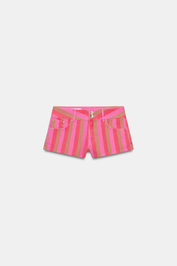 ZARA ДЖИНСОВЫЕ МИНИ-ШОРТЫ TRF В ПОЛОСКУ, ПОЛОСКИ