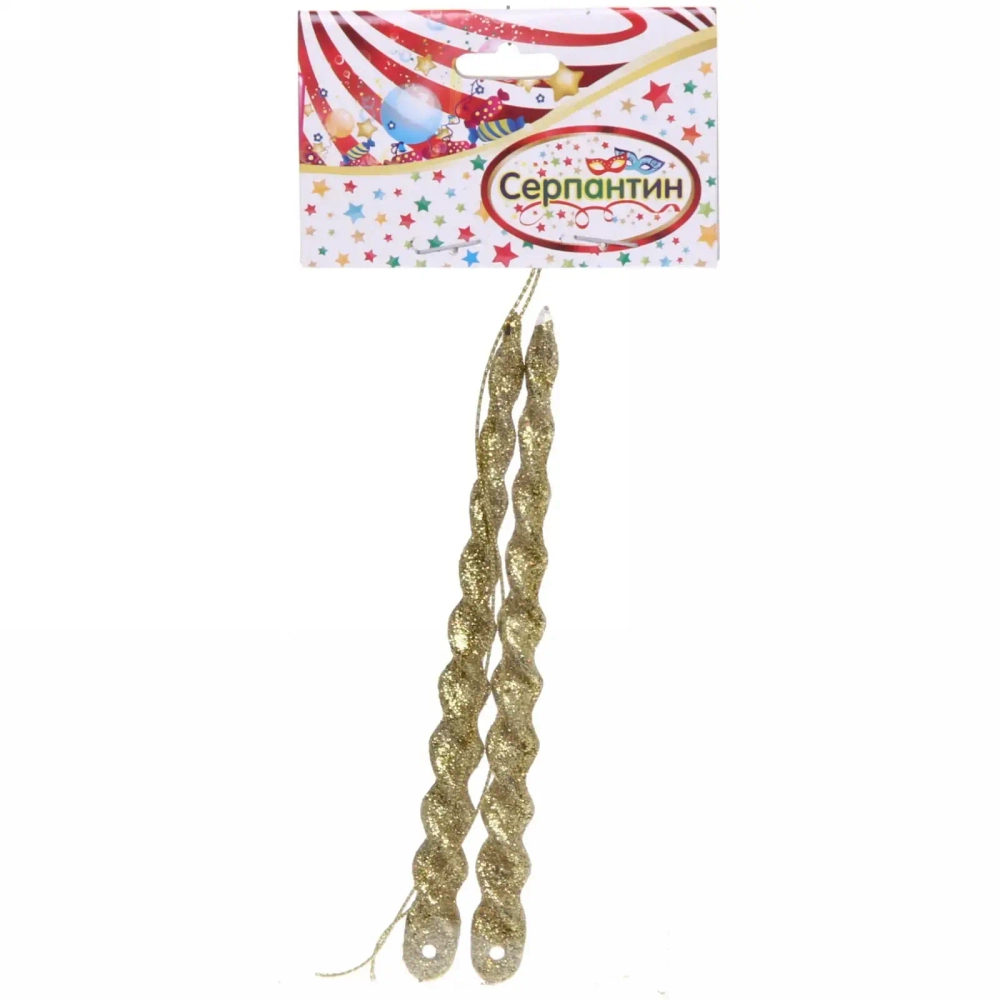 Подвески в блестках «Ледяные сосульки» 10 см (набор 2шт), золото