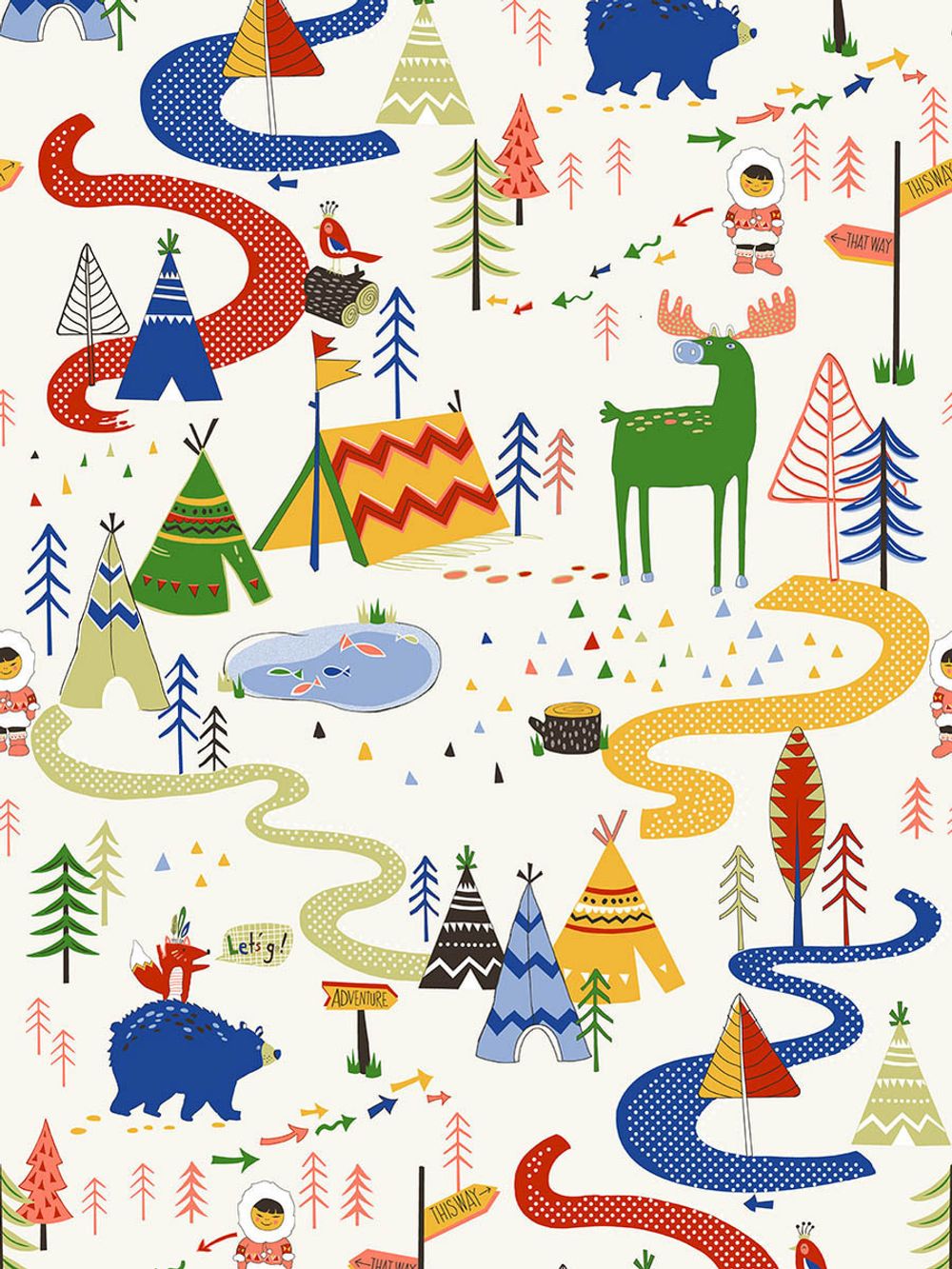 Постельное белье Сказка "Эскимосики" 2-спальный Наволочка 50х70 см 2 шт Простынь 240х215 см Пододеяльник 175х215 см, перкаль